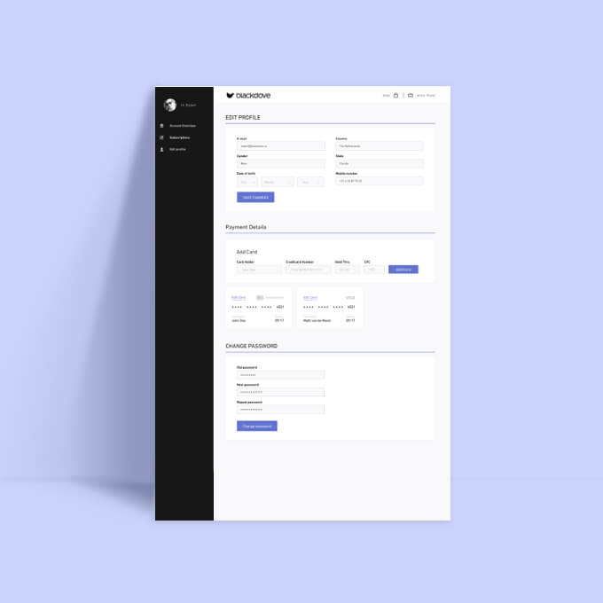 Blackdove Account Portal website